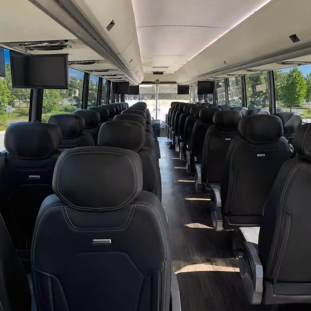 akron charter bus interior